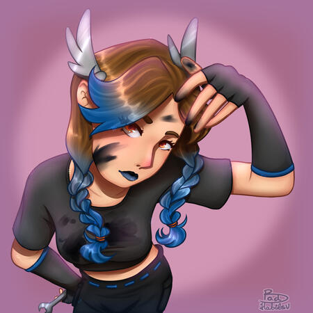 Half body, soft shading (character @waterblazek)